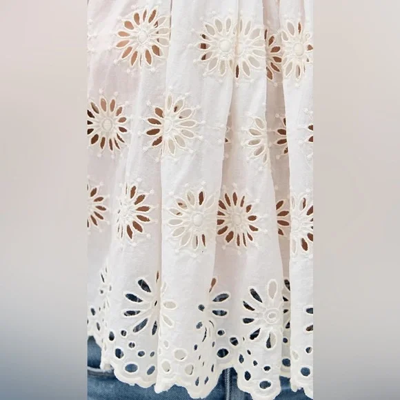 Madewell Embroidered Shirred Puff Sleeve Top - Picture 6 of 16